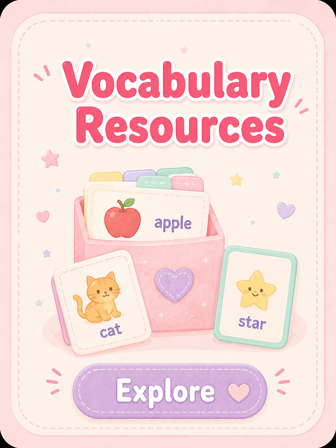Vocabulary Resources printable resource card